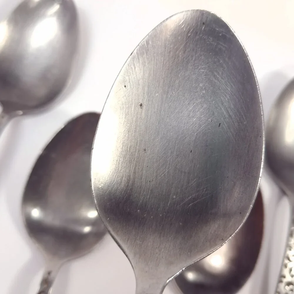 Vintage CORSICAN Modern place spoon set 5 Stainless steel Japan filigree scroll‎